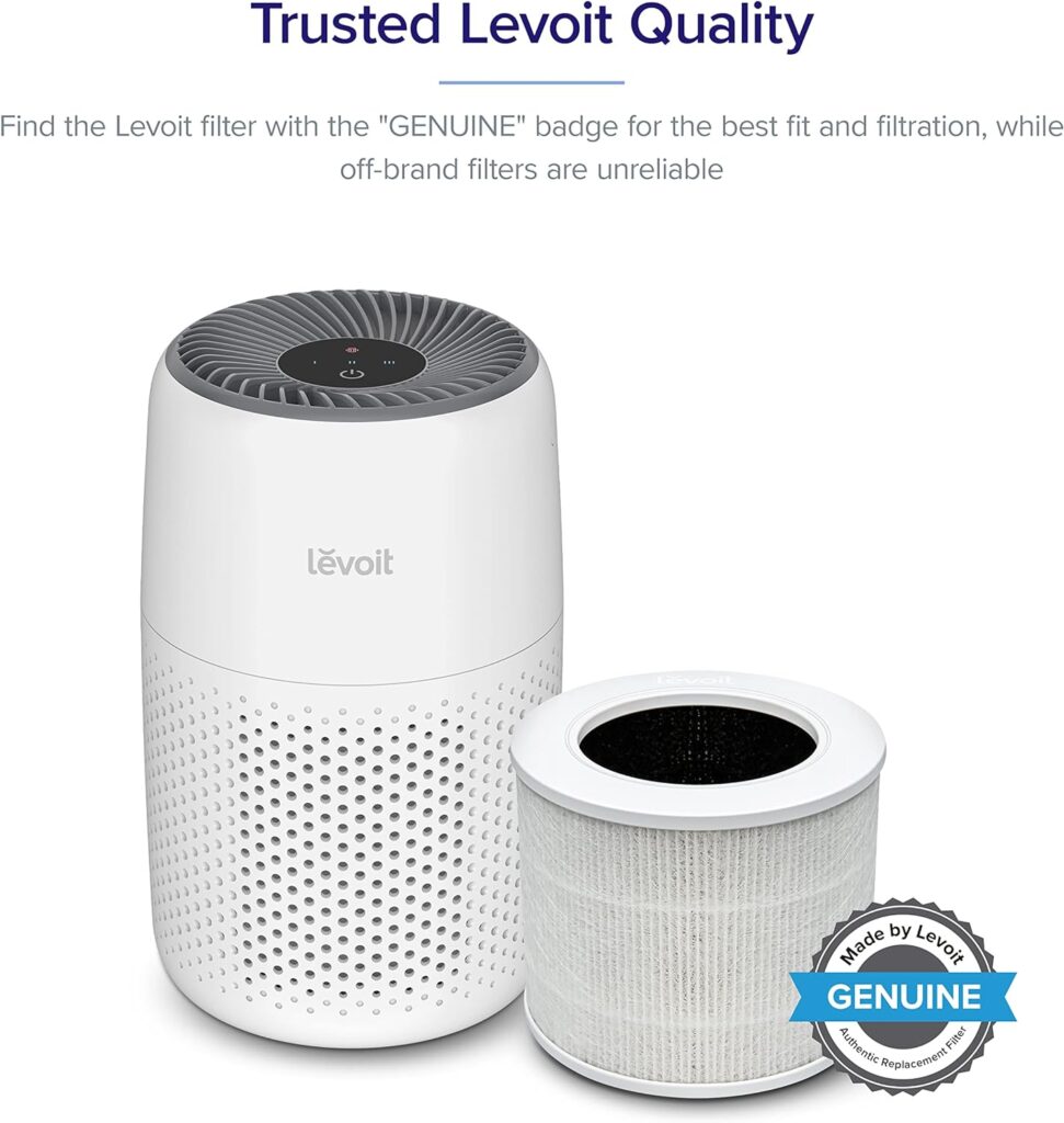 LEVOIT Air Purifiers for Bedroom Home, 3-in-1 Filter Cleaner with Fragrance Sponge for Better Sleep, Filters Smoke, Allergies, Pet Dander, Odor, Dust, Office, Desktop, Portable, Core Mini, White