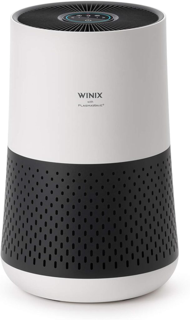 Winix A231 Tower H13 True HEPA 4-Stage Air Purifier, Perfect for Home office, Home classroom, Bedroom and Nursery, White and Charcoal Grey Small