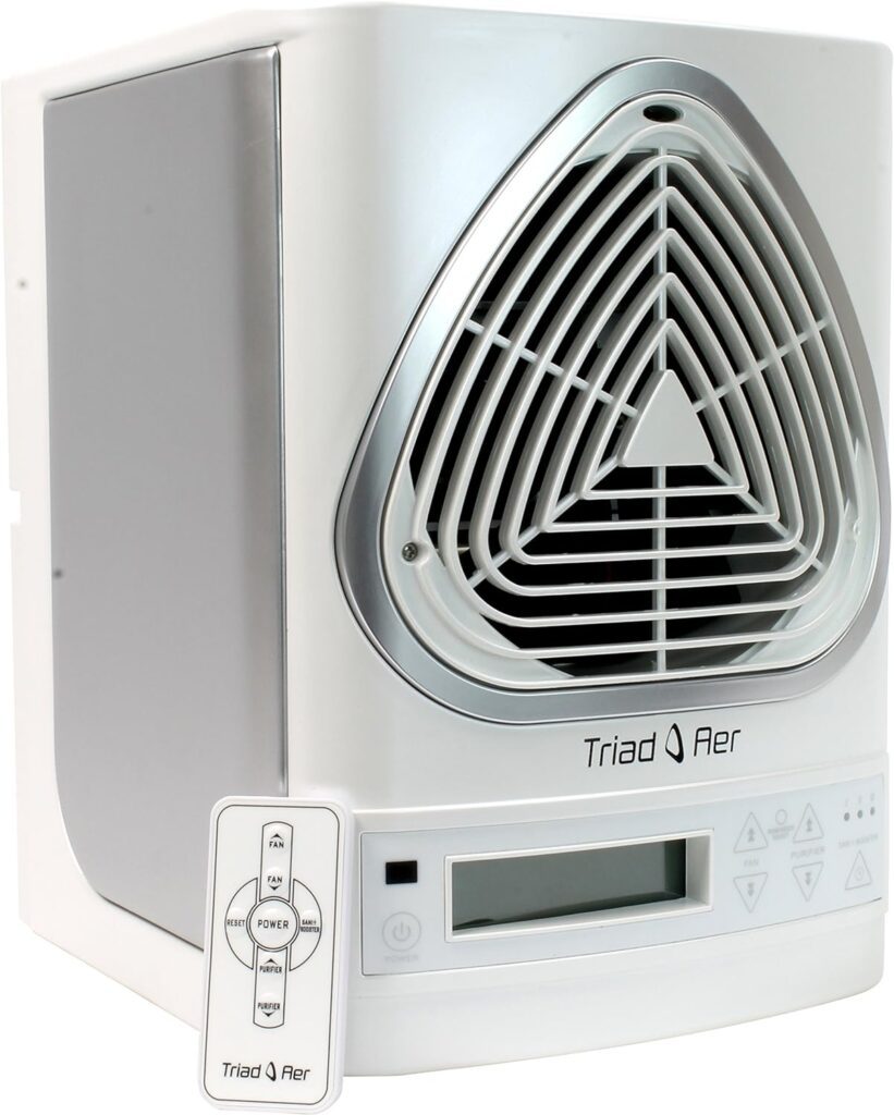 Triad Aer air purifier system - Combination of three innovative technologies, Photocatalytic Oxidation (PCO), Needlepoint Ionization, and Scalable Purification